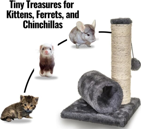 Small Kitten Cat Scratching Post, Cat Tree with Mouse Trap and Hanging Ball, Cat Tree for Indoor Cats with tunnel, Easy to Assemble with Tool, Pet-Friendly Material