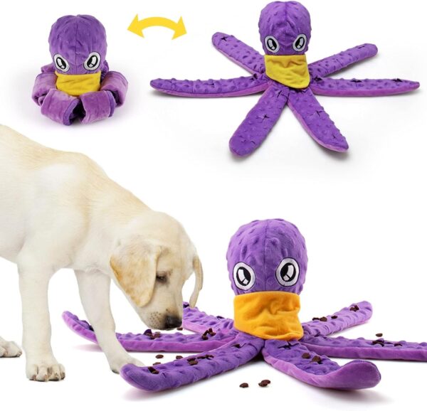 TOTARK Snuffle Toys for Medium Large Dogs, Interactive Octopus Toys for Boredom Dog Games Brain Stimulating Toys, Squeaky Dog Treat Puzzle Toys for Foraging Instinct Training Slow Feeding