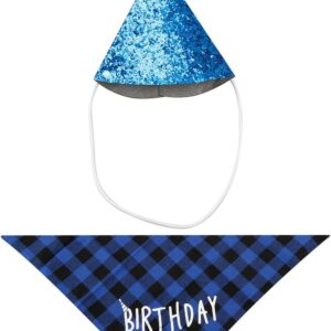 Tabanzhe Pet Party Decorations Bandana Hat Kit,Small and Medium Puppy Cute Birthday Party Supplies Accessories,Scarf for Cat and Dog Costumes Headwear(Blue)