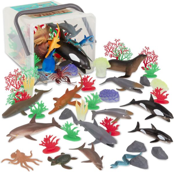 Terra by Battat Marine World – Assorted Fish and Sea Creature Miniature Animal Toys for Kids 3+ (60pc)