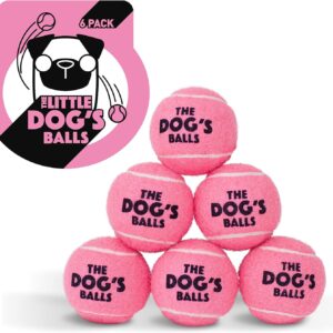 The Little Dog's Balls, Dog Tennis Balls, 6-Pack Small Pink Dog Toy, Strong Dog & Puppy Tennis Ball