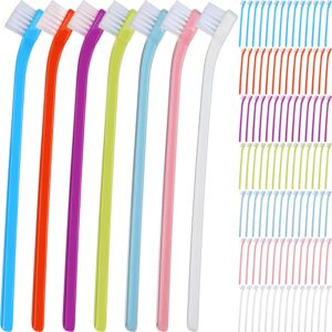 Tioncy 100 Pcs Dog Toothbrush Bulk from Large to Small Long Handle Dog Cat Pet Toothbrush with Soft Single Head Puppy Dog Tooth Brush Pet Cat Tooth Brush for Teeth Cleaning, 7 Colors