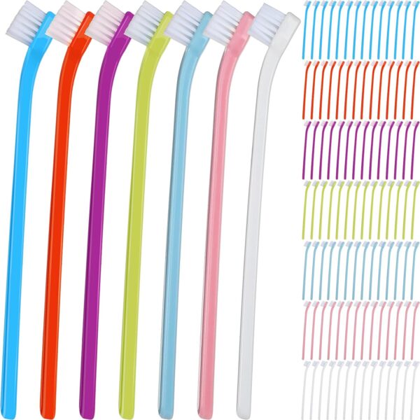 Tioncy 100 Pcs Dog Toothbrush Bulk from Large to Small Long Handle Dog Cat Pet Toothbrush with Soft Single Head Puppy Dog Tooth Brush Pet Cat Tooth Brush for Teeth Cleaning, 7 Colors