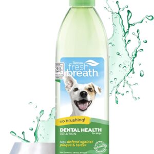 TropiClean Fresh Breath Dog Teeth Cleaning – Dental Care for Bad - Freshener Water Additive Mouthwash Helps Remove Plaque Off Dogs Teeth, Original, 473ml