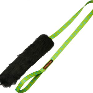 Tug-E-Nuff Sheepskin Chaser Tug | Durable Dog Tug Toy Chaser with Extra Long Handle | Ideal for Interactive Dog Training | 100% Responsibly-sourced Sheepskin | Size 47 x 12 inches