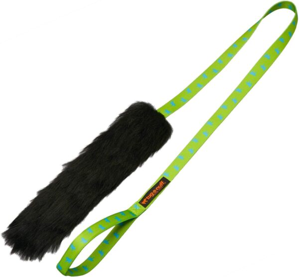 Tug-E-Nuff Sheepskin Chaser Tug | Durable Dog Tug Toy Chaser with Extra Long Handle | Ideal for Interactive Dog Training | 100% Responsibly-sourced Sheepskin | Size 47 x 12 inches