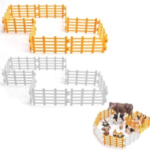 Uoeo 40 Pcs Farm Fence Toys Plastic Wooden Corral Fence Toys Horse Corral Accessories Playset Plastic Garden Fence Toys for Farm Barn Paddock Horse Stable,Farm Animal,Cake Toppers