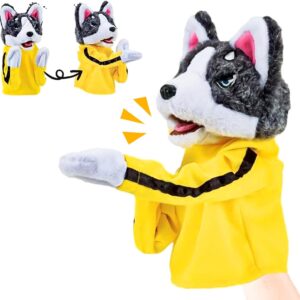 Vibbang Kung Fu Animal Toy Husky Gloves Doll, Boxer Hand Puppets, Glove Puppets With Sounds And Boxing, Husky Interactive Tricky Toy Gift for Kids, Kids Game Plush Toy, Hand Puppet Dog Action Toy