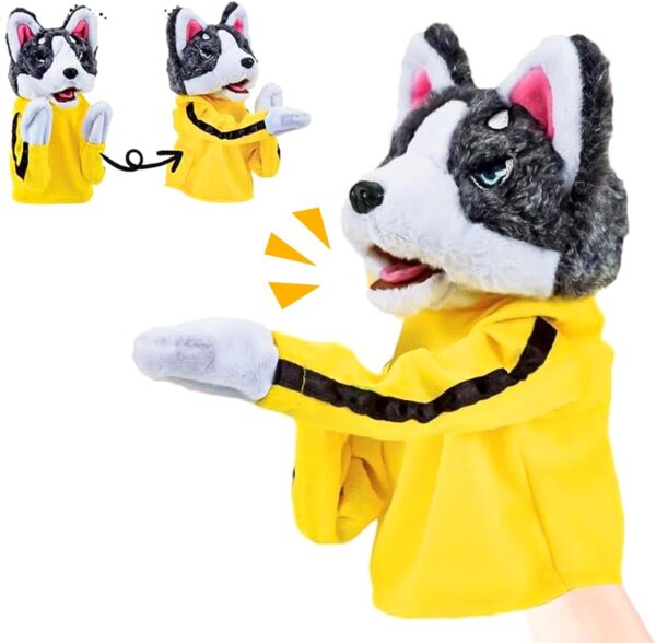 Vibbang Kung Fu Animal Toy Husky Gloves Doll, Boxer Hand Puppets, Glove Puppets With Sounds And Boxing, Husky Interactive Tricky Toy Gift for Kids, Kids Game Plush Toy, Hand Puppet Dog Action Toy