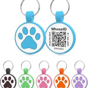 WhoseID Personalized Dog Tag, Laser Engraving QR Code, Silicone Dog ID Tag, Pet Online Profile, Scan QR Code Send Location, Collar Harness Accessories (Medium to Large Breeds - 1.25", Blue)