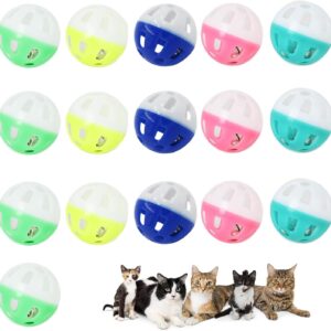 XAJEER 16 PCS Cat Toy Balls with Bell, Kitten Toys for Indoor Cats, Cat Tunnel Toys, Cat Toys Set, Indoor Play Activity Chase Training Kitten Toys, Large Cat Ball Toys (Color Random)