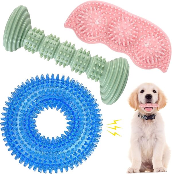 YUKOOY Dog Chew Toys for Puppy Teething, 3Pack 2-8 Months Puppies Teething Toys Soft & Durable Puppy Toys for Cleaning Teeth and Protects Oral Health Both Small Dogs & Medium Dog Suitable (3 PACK)