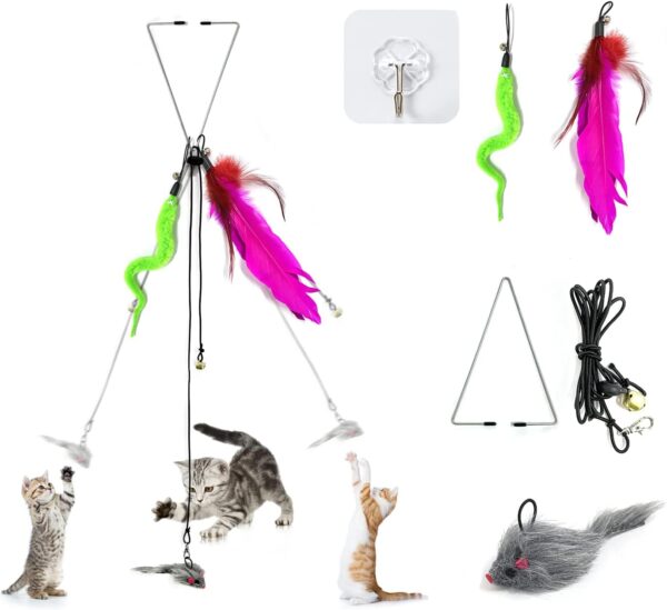 ZWZNBL 1 Set Self-Play Hanging Door Cat Mouse Toys Interactive Cat Toy Automatic Tease Cat Toy Hunting Exercise Kittens Toys for Kittens to Exercise