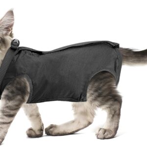 cobee Cat Professional Recovery Suit for Abdominal Wounds or Skin Diseases, Kitten Surgery Recovery Suit E-Collar Alternative for Cats After Surgery Wear Pajama Suit (M Size, Gray)