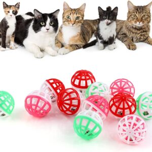 cobee Large Cat Ball Toys with Bell, 12PCS 3.8CM Jingle Bell Cat Toy Plastic Cat Toy Balls Cat Play Toy Interactive Cat Toy for Indoor Cats Kittens