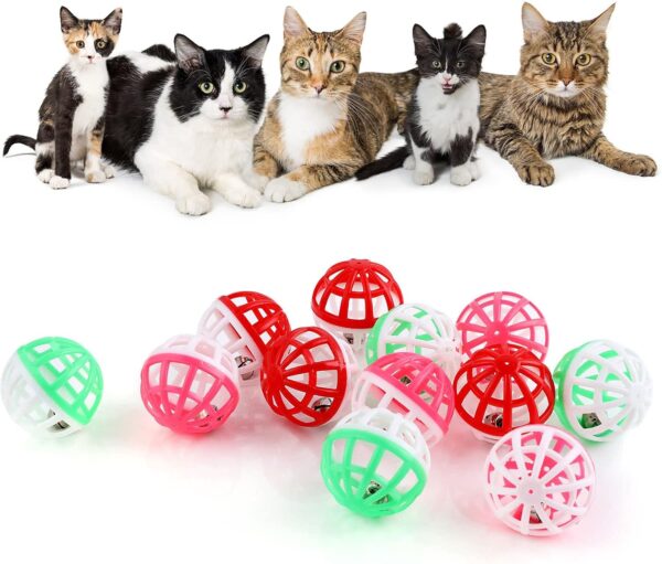 cobee Large Cat Ball Toys with Bell, 12PCS 3.8CM Jingle Bell Cat Toy Plastic Cat Toy Balls Cat Play Toy Interactive Cat Toy for Indoor Cats Kittens