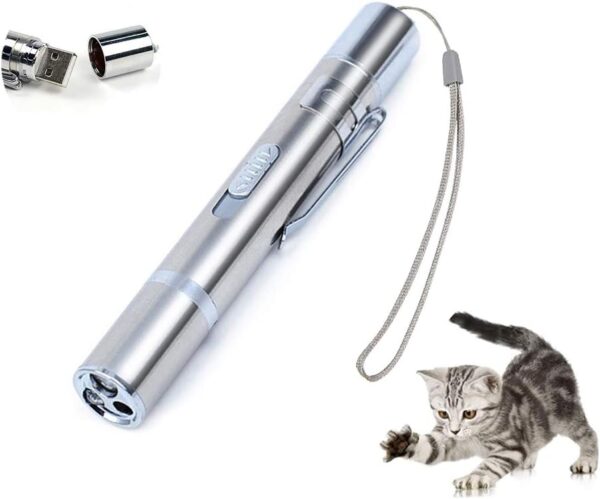 jiuhao Cat Pointer Light Toy,Cat Toys for Indoor Cats 7 in 1 Function Kitten Red USB Rechargeable LED Cat Pen Interactive Cat Toy Wand,Pet Scratching,Practice Chase,Training Tool