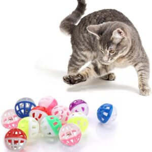 jiuhao Cat Toy Balls with Bell,Cat Bell Ball Toy,Jingle Bell Cat Toy Interactive Plastic Cat Toy Ball for Indoor Play Activity Chase Training Kitten Toys