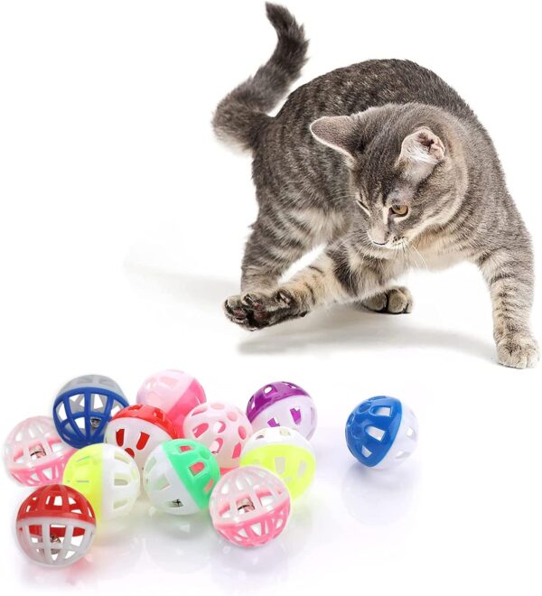 jiuhao Cat Toy Balls with Bell,Cat Bell Ball Toy,Jingle Bell Cat Toy Interactive Plastic Cat Toy Ball for Indoor Play Activity Chase Training Kitten Toys