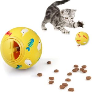 jiuhao Cat Treat Ball,Cat Food Ball Toys,Cat Ball Slow Feeder Toy,Cat Food Dispenser Interactive Puzzle Ball Toy for Indoor Cats Training Brain Stimulation Toy